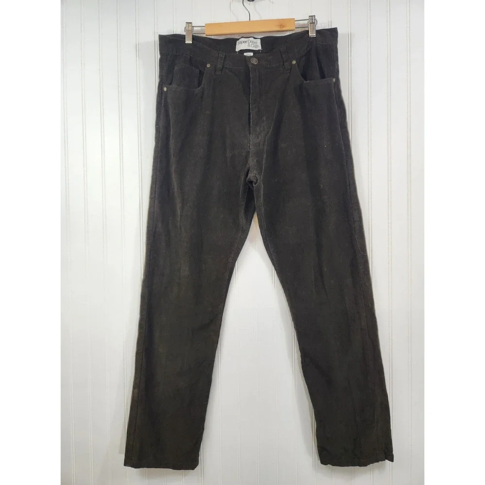 Paper Denim & Cloth Mens Brown Ribbed Corduroy Chino Pants Straight Leg‎ 38x32